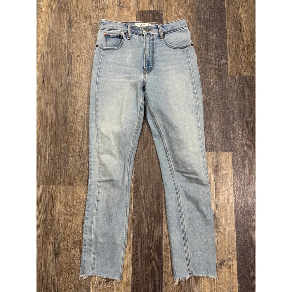 Abercrombie & Fitch The Skinny High Rise Light Wash Raw Hem Jeans 26/2R